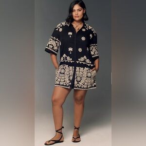 Maeve Short-Sleeve Collared Mini Shirt Dress